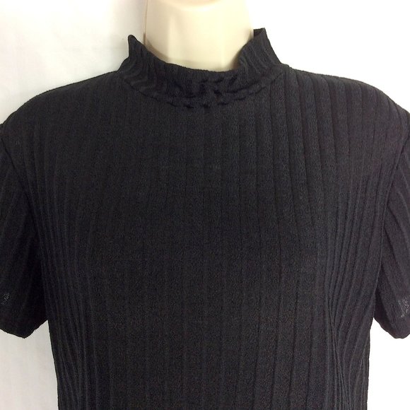 Tiramisu Tops - 4/$25 Vintage Tiramisu Black Mock Neck Shirt Top Petite
